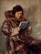 К. Дорохов, "Ненецкая девушка с книгой", 1938 г.